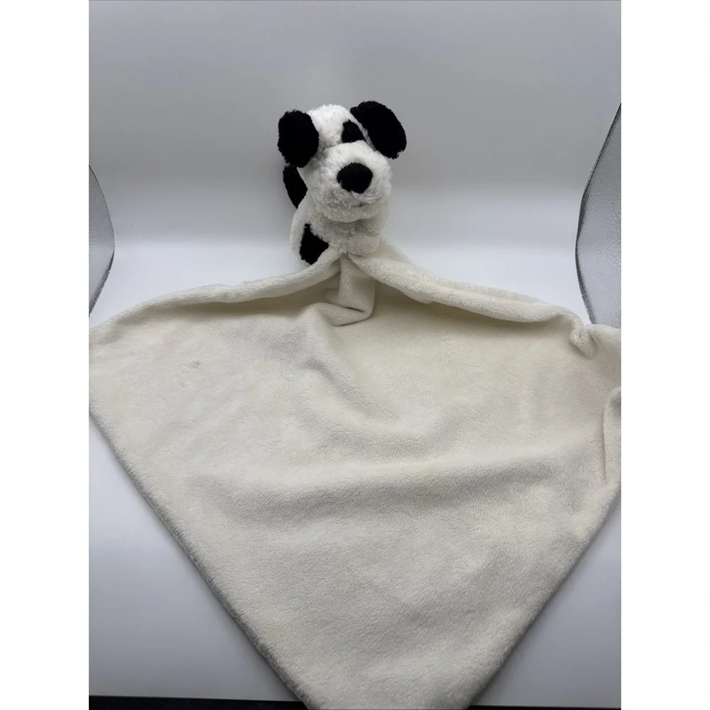 Jellycat Bashful Puppy Dog Baby Lovey Black Spotted Cream Plush Security Blanket